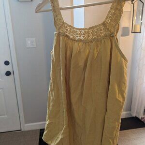 Women's boho tank top, mustard color,  size large.